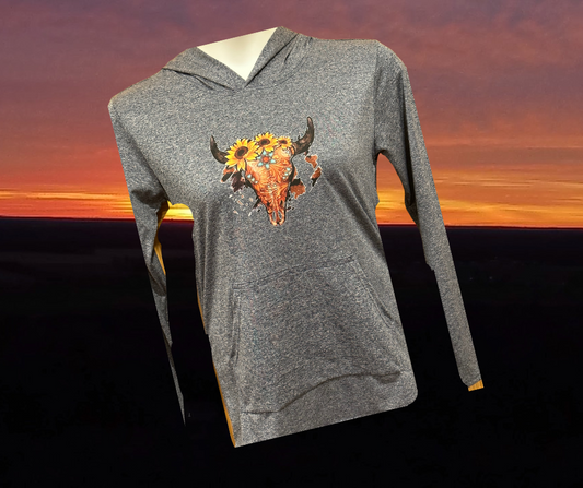 Stag Head Hooded Long Sleeve Tee